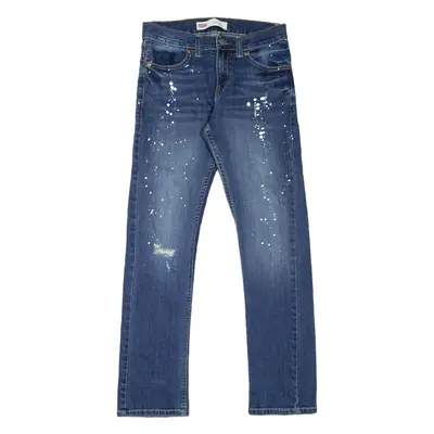 LEVI'S 511 Jeans Customised Distressed Boys Blue Slim Straight W26 L28