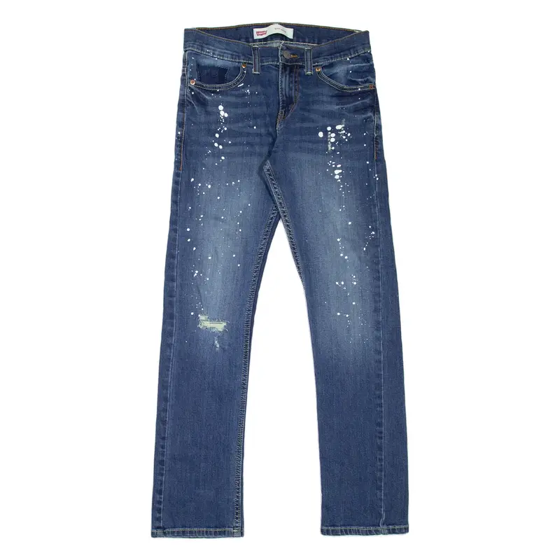 LEVI'S 511 Jeans Customised Distressed Boys Blue Slim Straight W26 L28