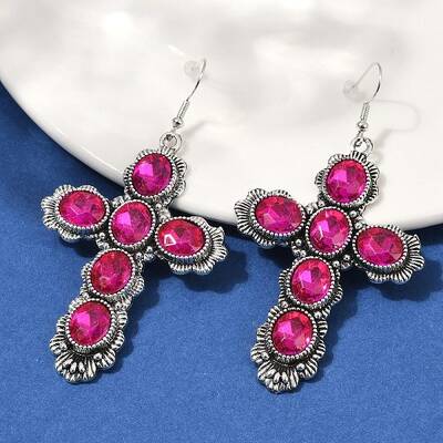 Alloy Glass Dangle Earrings for Women