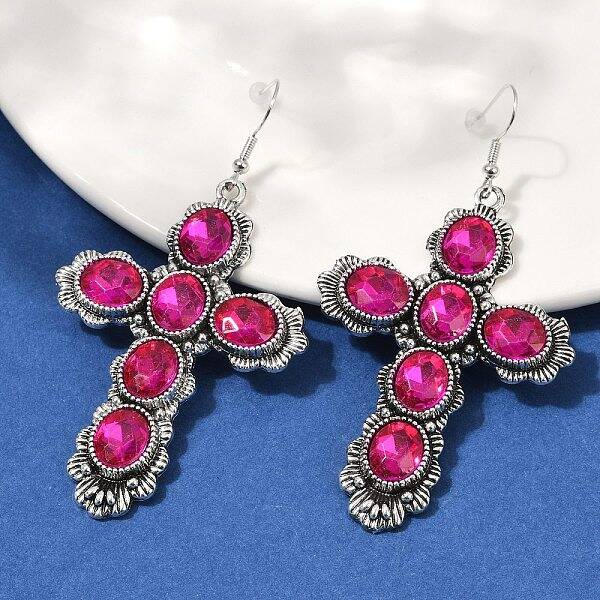 Alloy Glass Dangle Earrings for Women