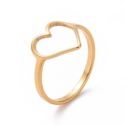 Ion Plating(IP) 201 Stainless Steel Heart Finger Ring