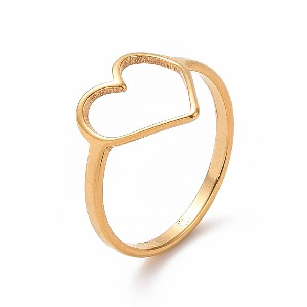 Ion Plating(IP) 201 Stainless Steel Heart Finger Ring