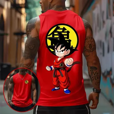 Dragon Ball DBZ Son Goku Unisex Summer Outfit Men's Streetwear 80s 90s Graphic Tees Cotton Anime Tank Tops Men Gifts Breathab...