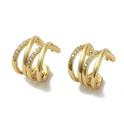 Rack Plating Brass Micro Pave Cubic Zirconia Hoop Earrings