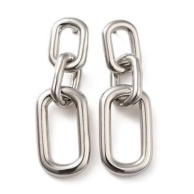Rack Plating Brass Hollow Oval Dangle Stud Earrings for Women