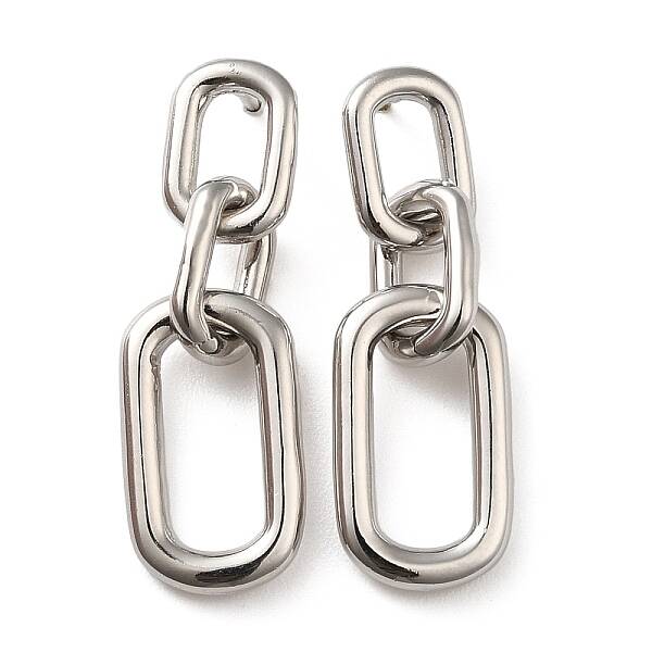 Rack Plating Brass Hollow Oval Dangle Stud Earrings for Women