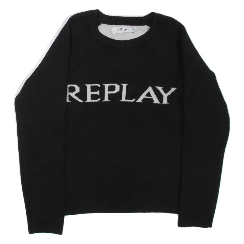 REPLAY Girls Jumper Black Tight Knit Viscose S