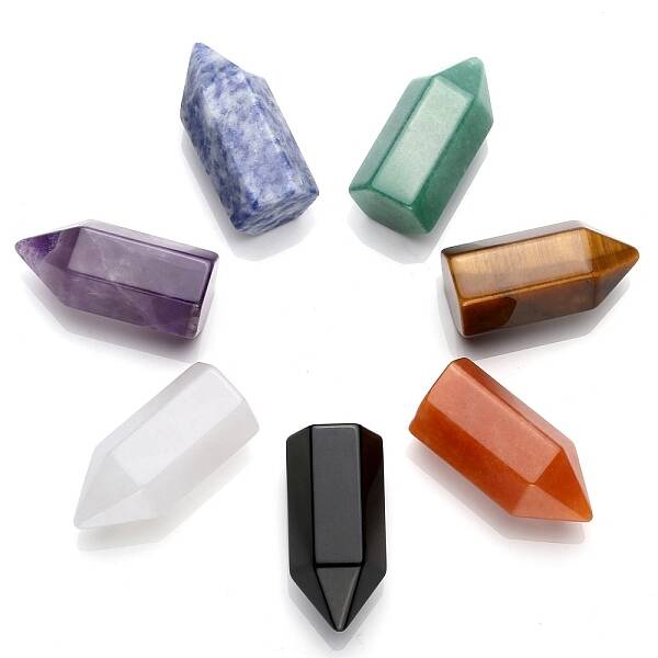 Point Tower Natural Gemstone Hexagonal Prism Chakra Healing Stone Wands
