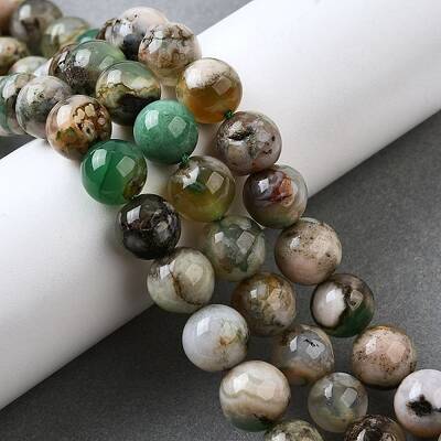 Natural Green Cherry Blossom Agate Beads Strands