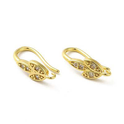 Brass Micro Pave Clear Cubic Zirconia Earring Hooks