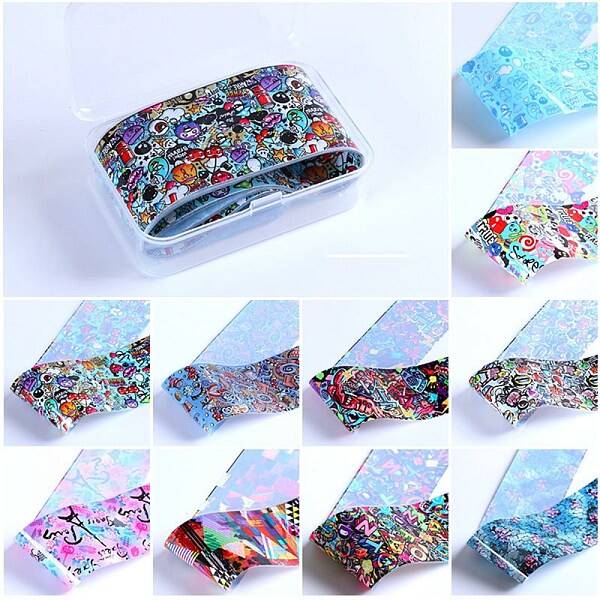 10 Style Transfer Foil Nail Art Stickers