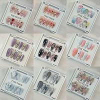 TISXTISW Press on Nails Collection 10PCS Handmade Fashion Acrylic Super Strong Nails Art Charms Cute