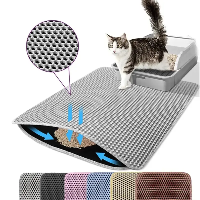 Eva Dual-Layer Cat Litter Mat, Extra Large Thick Pet Pad, Anti-Slip Waterproof Urine Resistant, Easy Clean Deep Floor Protect...