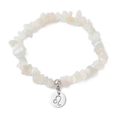 Natural Moonstone Chip Beaded Stretch Bracelets