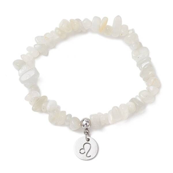 Natural Moonstone Chip Beaded Stretch Bracelets