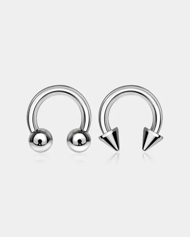 2PCS 18G Spike Ball Internally Threaded Titanium Septum Ring - 9mm