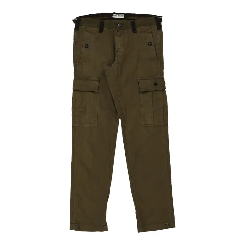 Age 10 Stone Island Trousers - 28W 27L Khaki Cotton Blend | Size: 28