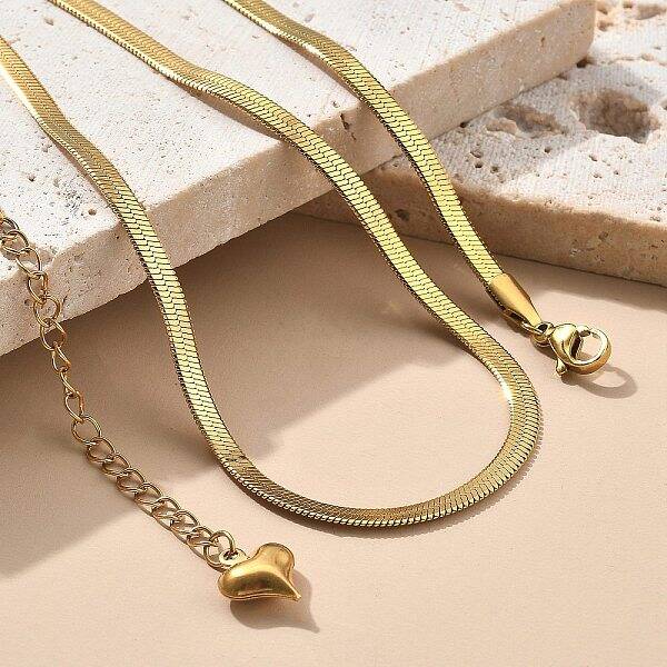 Brass Flat Snake Chain Necklaces for Men Women