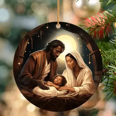 Nativity Scene Pattern Hanging Ornament, 1 Count 2D Acrylic Xmas Theme Hanging Sign, Festive Hanging Plaque, Decorative Ornam...