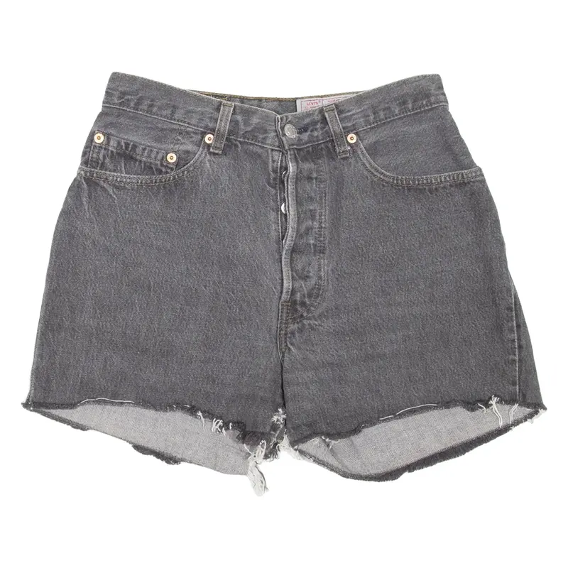 LEVI'S 901 Cut-Off Womens Denim Shorts Grey 90s S W28