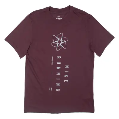 NIKE Running Mens T-Shirt Maroon M