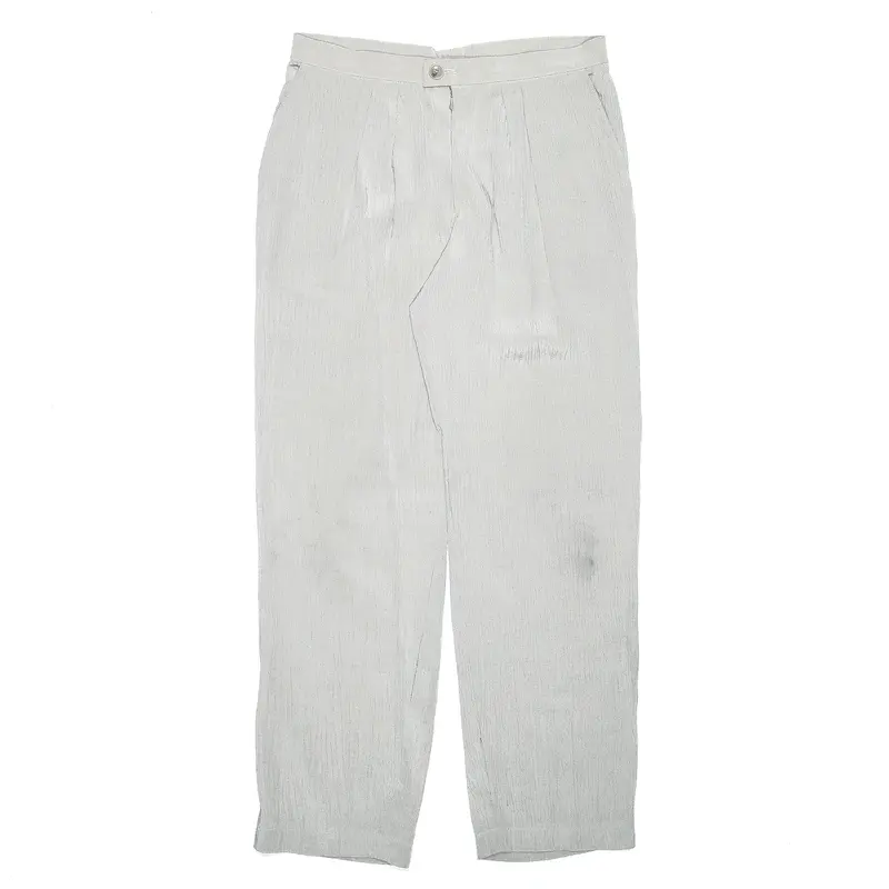 Pleated Grey Regular Straight Trousers Womens W30 L31
