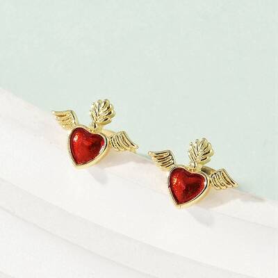 Brass Enamel Stud Earrings for Women