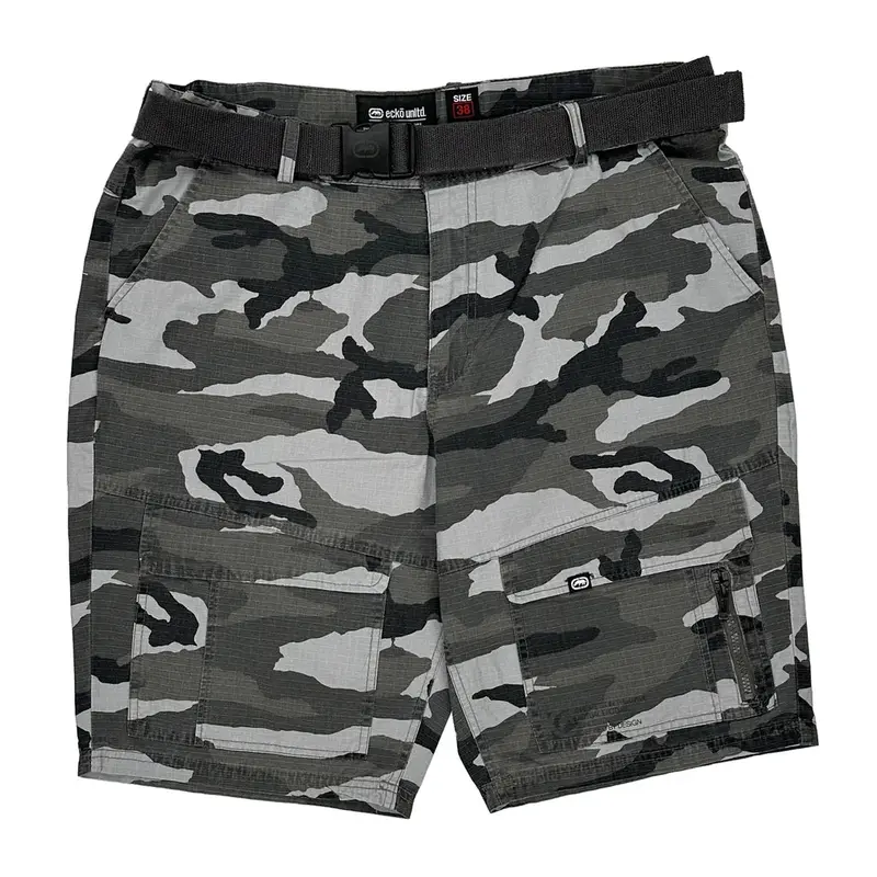 Camouflage Ecko Unltd Camo Cargo Shorts - 42? Waist Grey Cotton