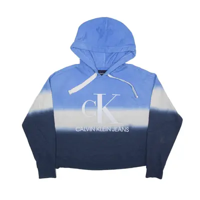 CALVIN KLEIN Crop Fade Hoodie Blue Pullover Womens M
