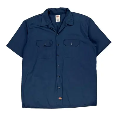 Dickies Short Sleeve Shirt - XL Blue Polyester Blend