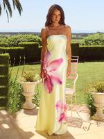 Women's Floral Print Tube Dress, Elegant Sleeveless Strapless Dress for Party Beach Holiday, Ladies Summer Clothes, Womenswea...