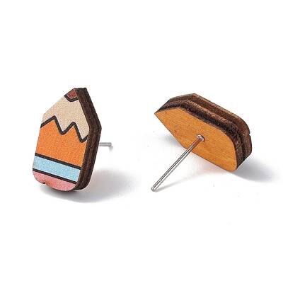Natural Wood Stud Earrings