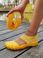 Unisex's Solid Color Breathable Quick Drying Water Shoes, Sporty Slip on Barefoot Shoes for Beach, Swimming, Hiking, Outdoor ...