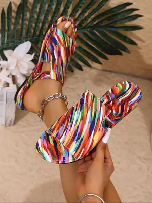 Women's Fashionable Colorful Slides, Unique Sandals, Casual Comfortable Flat Sandals for Summer, Lightweight Breathable Shoes...
