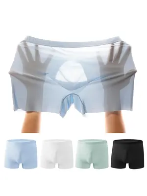 Men's Solid Color Boxer Brief, Breathable Comfortable Underwear for Daily Wear, Soft Underwear for All Seasons