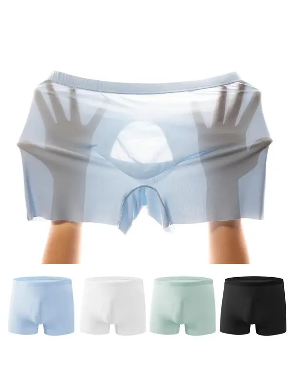 Men's Solid Color Boxer Brief, Breathable Comfortable Underwear for Daily Wear, Soft Underwear for All Seasons