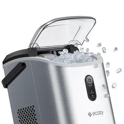 ecozy Nugget Ice Maker Countertop - Chewable Pellet Ice Cubes, 33 lbs Daily Output, Stainless Steel Housing, Self-Cleaning Ic...