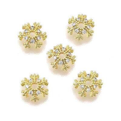 Snowflake Brass Micro Pave Clear Cubic Zirconia Bead Caps