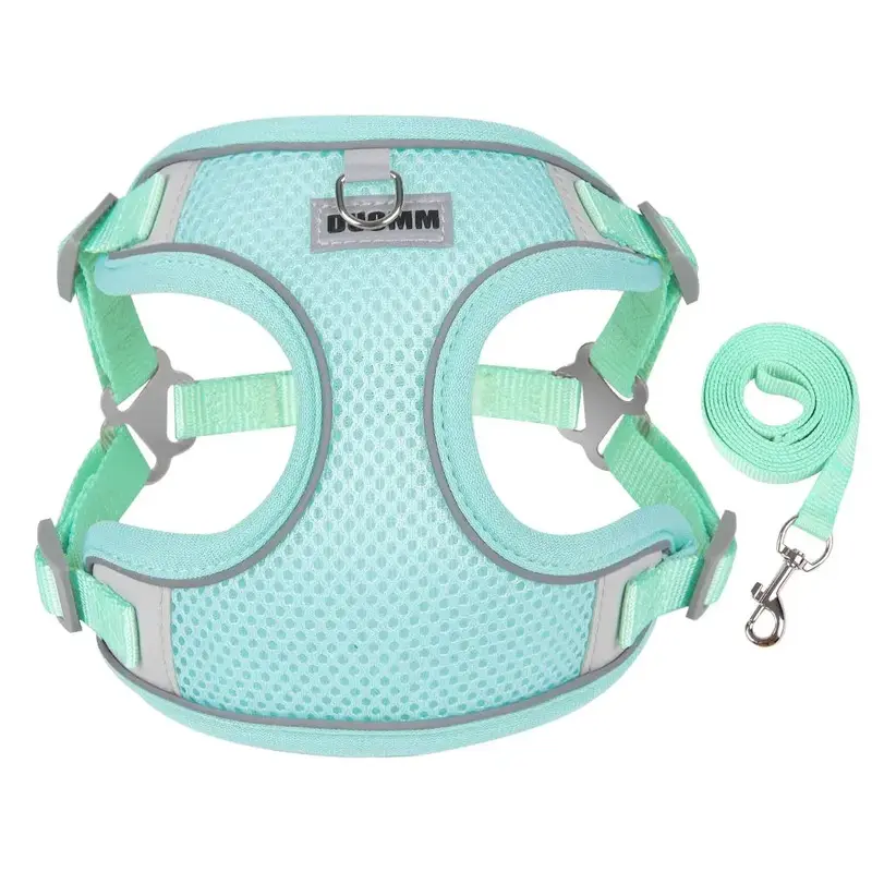 Breathable Mesh Harness With Leash, Adjustable Pet Chest Strap For Small Medium Large Dogs