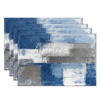 Vintage Blue White Grey Mixed Set Of 4 Placemats - Aperturee