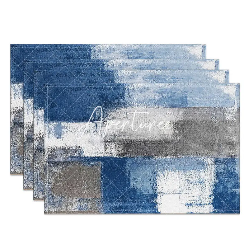 Vintage Blue White Grey Mixed Set Of 4 Placemats - Aperturee