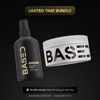 Based Texture & Hold Duo: Sea Salt Spray & Hair Clay Bundle - Natural Volumizing Spray with Kelp & B5 + Strong Hold Texturizi...