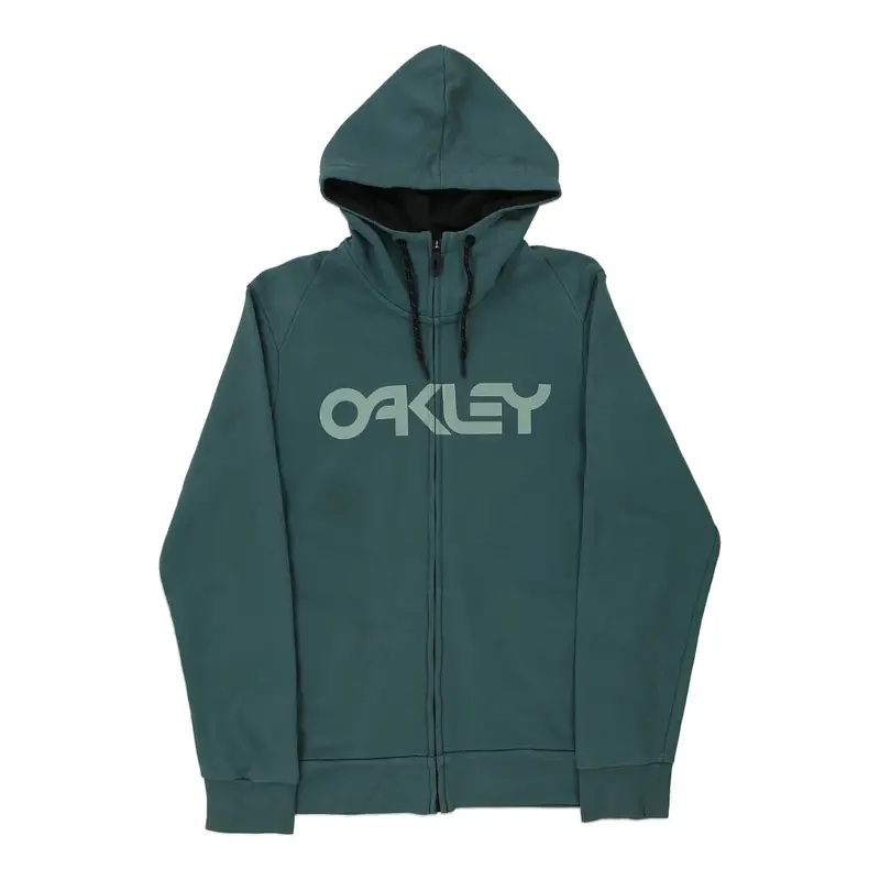 Oakley Spellout Hoodie - Small Blue Cotton Blend