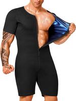 Men's Solid Zipper Sauna Romper, Casual Comfy Breathable Short Sleeve Sauna Romper for Working Out, Men's Sportswear for All ...