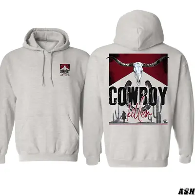 Cowboy Killer Skull Design - Western Wear Hoodie - Bold and Edgy Style Menswear Sweaters Sweatshirts Tops