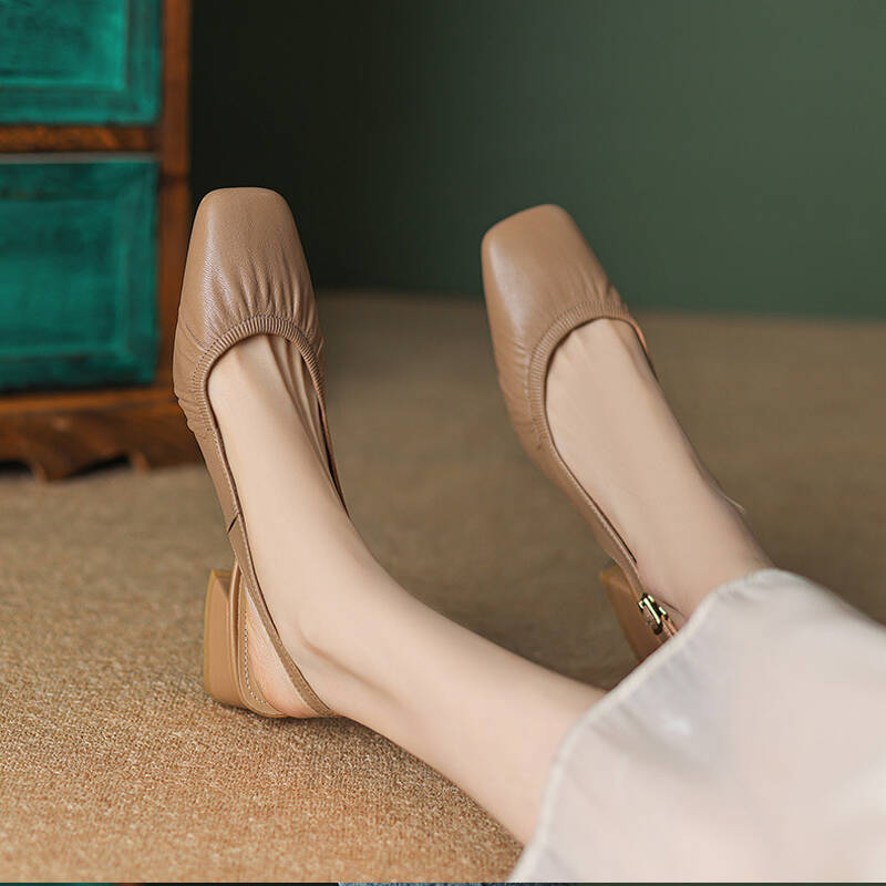 CHIKO Karolane Square Toe Block Heels Slingback Shoes