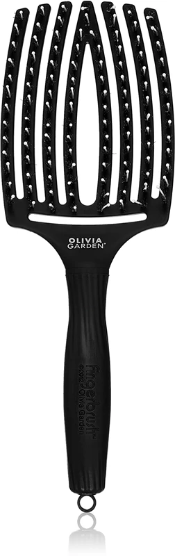 Olivia Garden Finger Brush Combo Large, Daily Care Brush, Assorted Colors Black | black