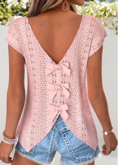 Modlily Light Pink Tummy Coverage Short Sleeve T Shirt - S