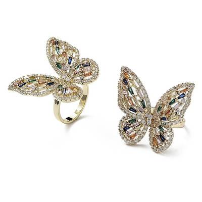 Butterfly Colorful Cubic Zirconia Finger Rings