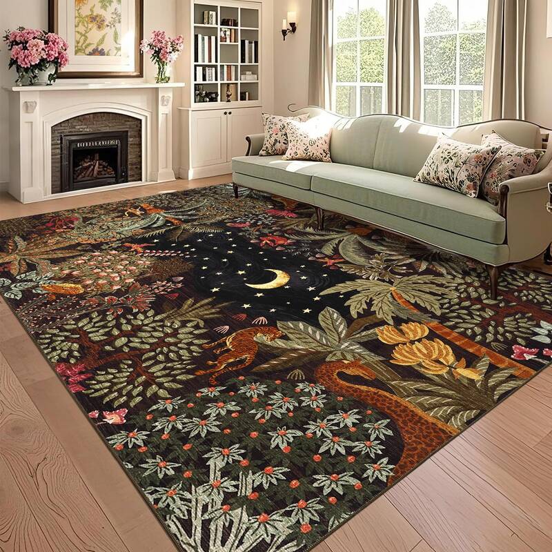 Garvee Jungle Animal Print Area Rug 5x7 Soft Non-Slip Hypoallergenic Durable Non-Shedding Machine Washable for Living Room Nu...
